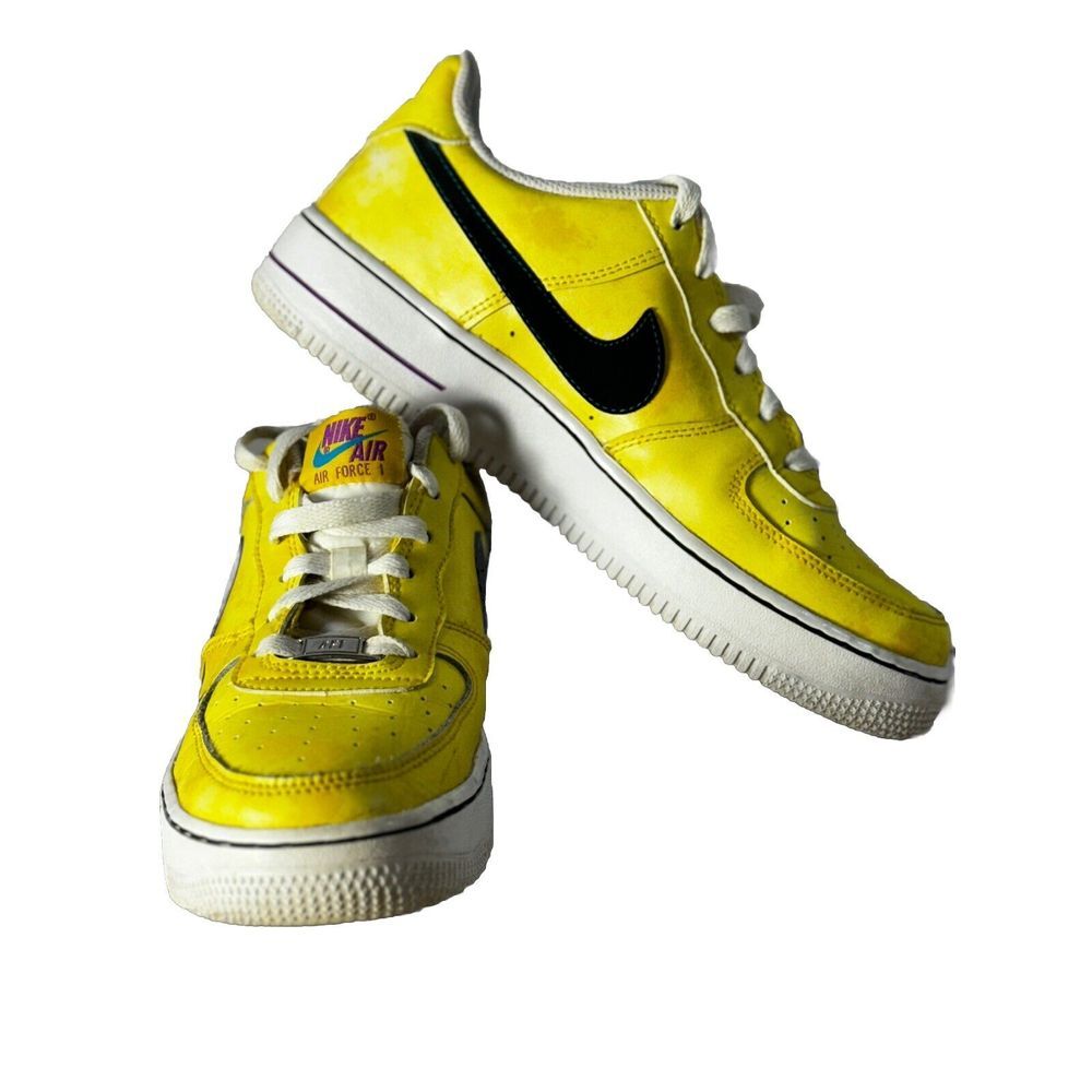 Nike Air Force 1 Low Peace Love and Basketball Size 7Y Yellow Black Women 8.5‎